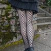 Socks Leg Avenue Thigh Highs | Micro Net Stay-Up Stockings With Diamond Twist Backseam