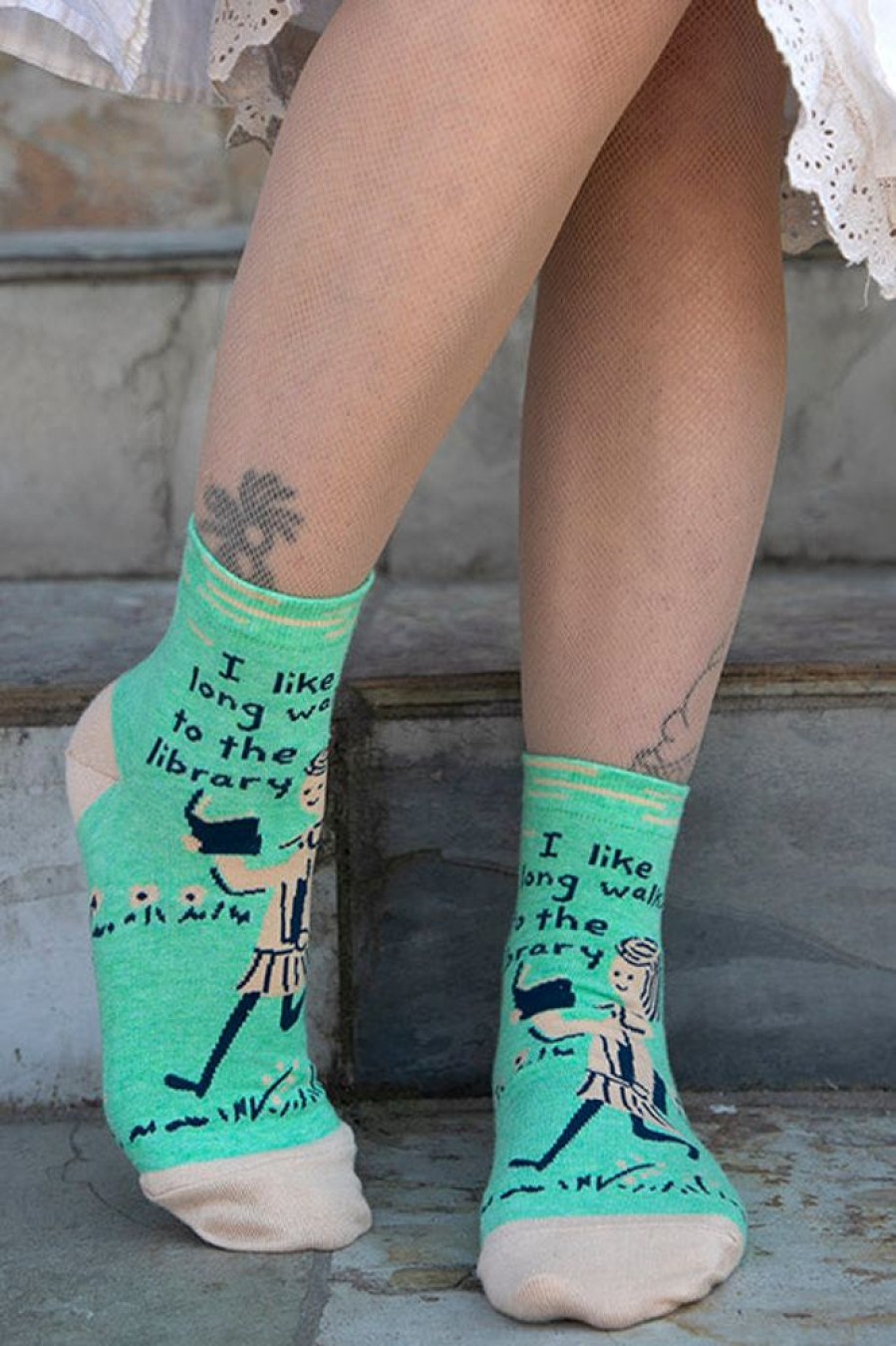 Socks BlueQ Anklets | Long Walks To The Library Anklet