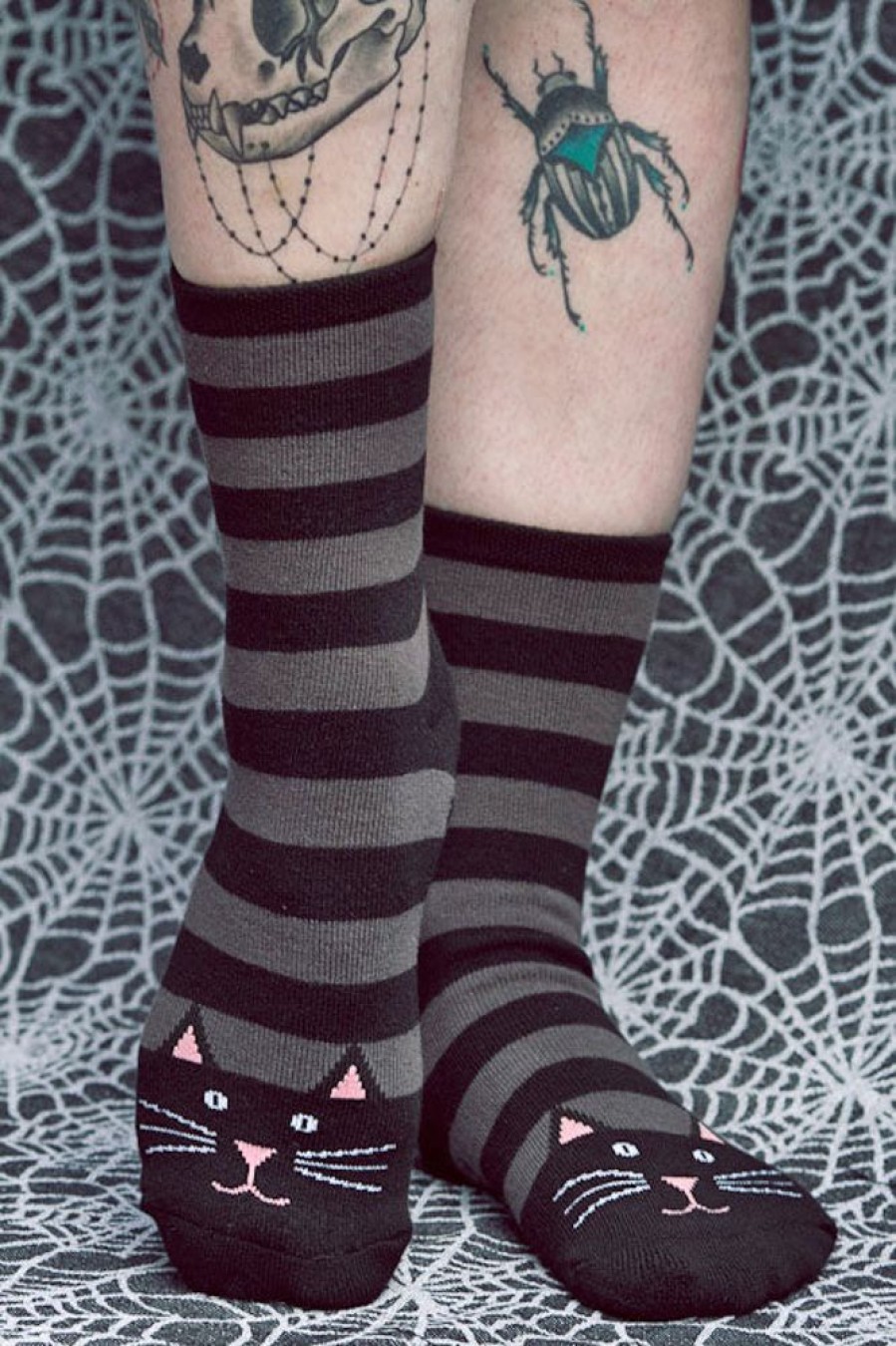 Socks Foot Traffic | Black Cat Slipper Socks