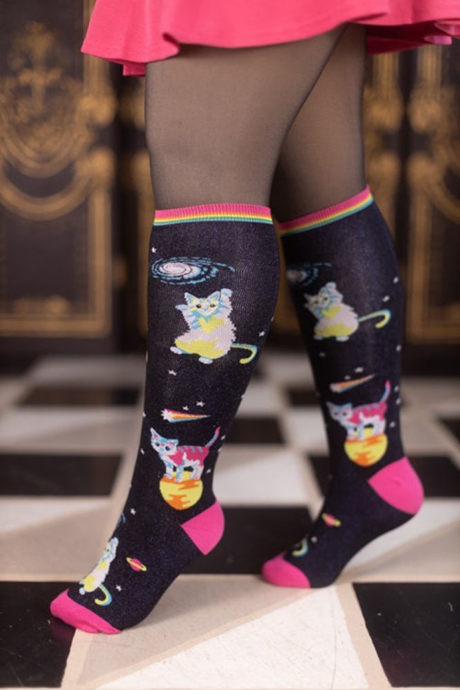 Plus Size Sock It To Me Plus Size Knee Highs | Space Cats Stretch-It Knee High