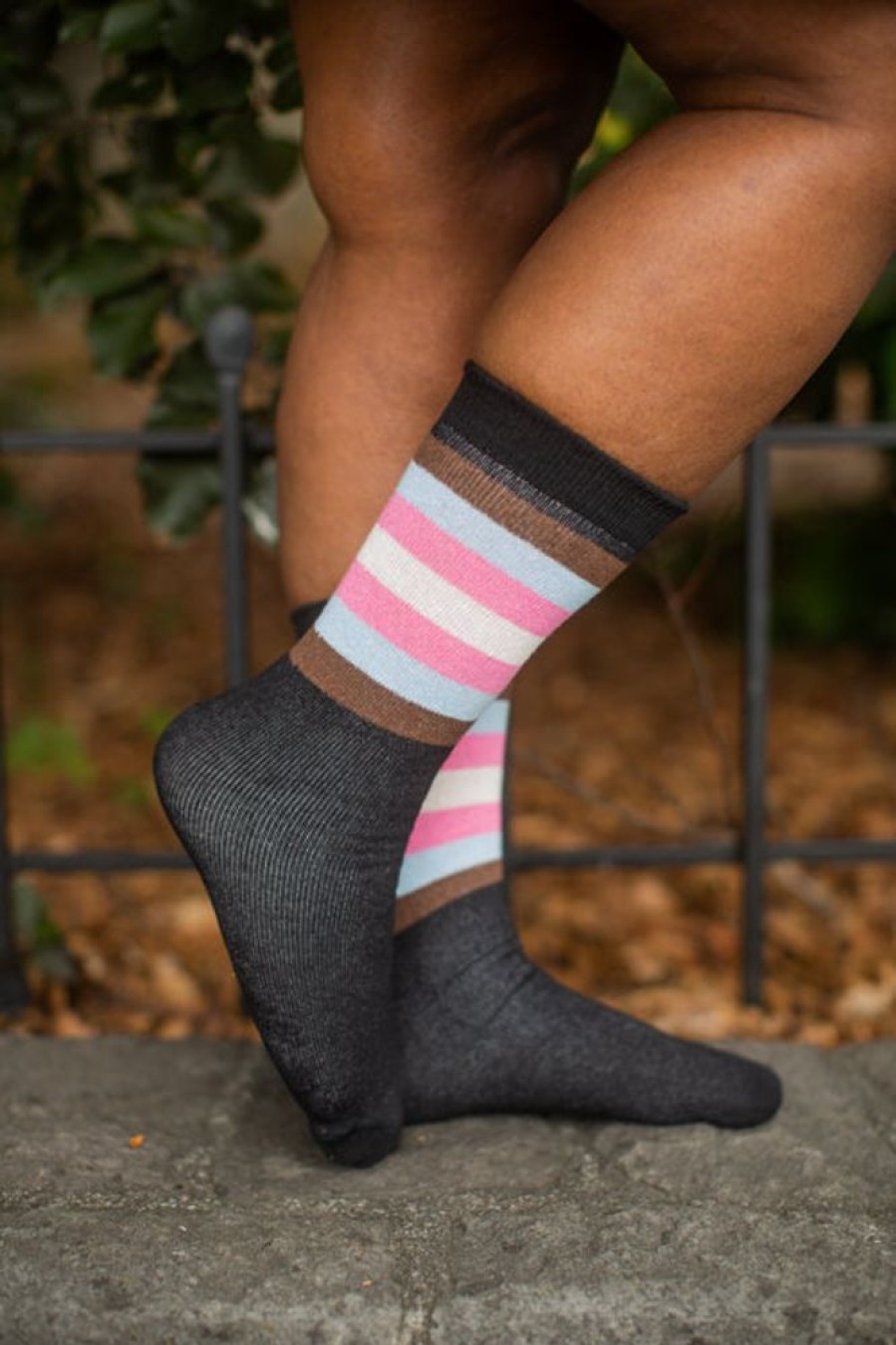 Plus Size Dreamer Socks Plus Size Crew Socks | Poc-Trans Pride Stripes Crew