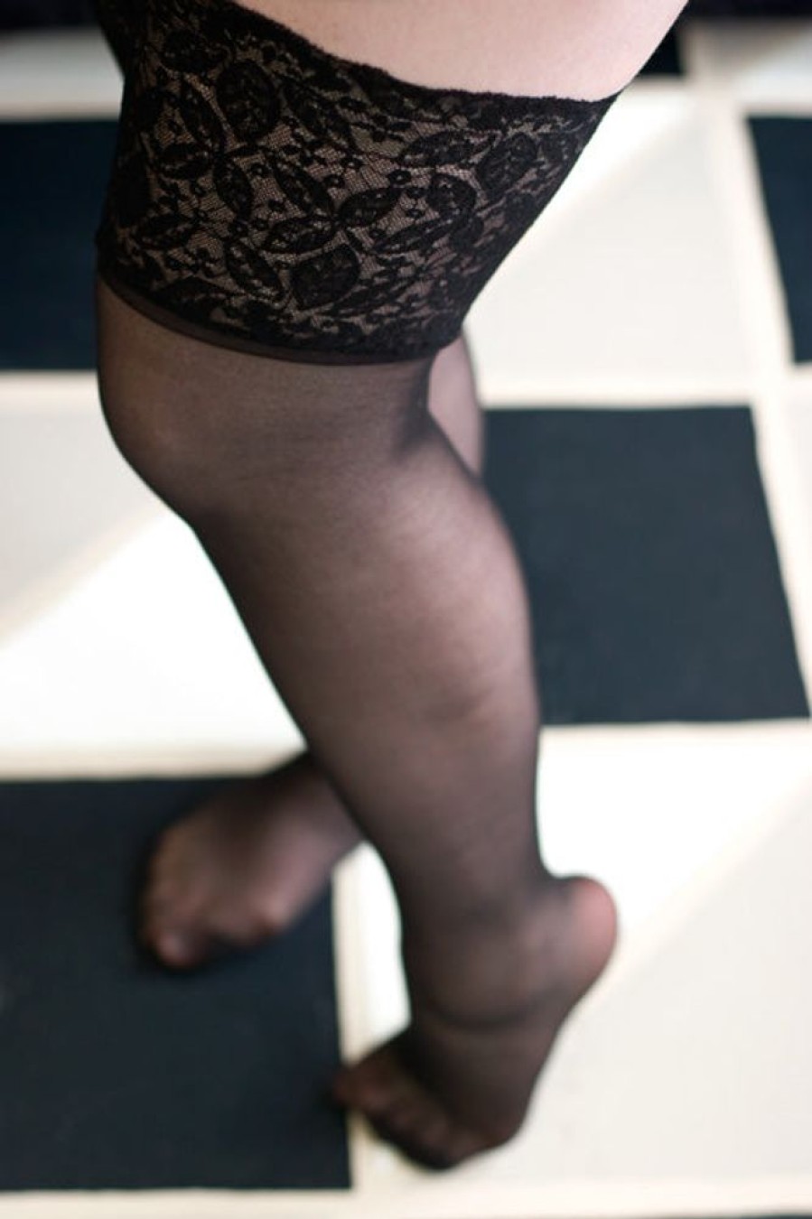 Plus Size Leg Avenue Plus Size Stockings | Plus Size Sheer Stockings With Lace Stay-Up Top