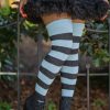 Socks Dreamer Socks Thigh Highs | Extraordinary Striped Thigh High Socks - Light Blue/Black