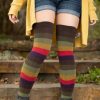 Plus Size Dreamer Socks Plus Size Thigh Highs | Extraordinary Autumn Stripes Thigh High