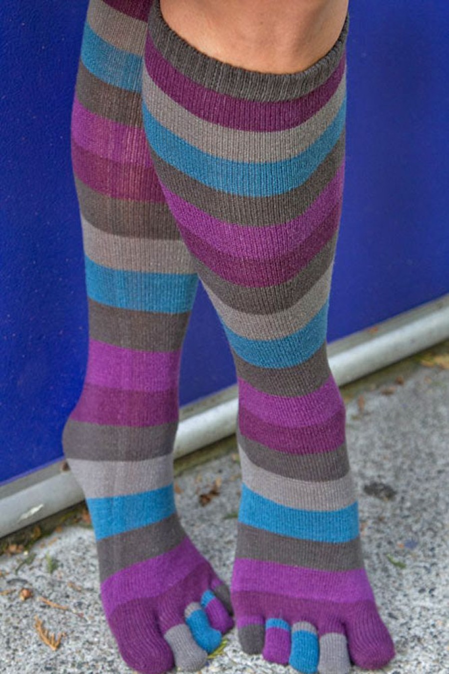 Socks Foot Traffic Knee Highs | Peacock Stripe Toe Socks