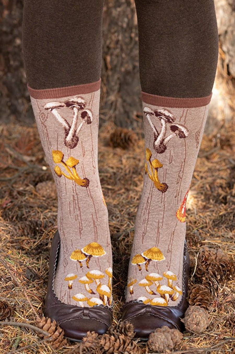 Plus Size Mod Sock Plus Size Crew Socks | Forest Mushrooms Crew