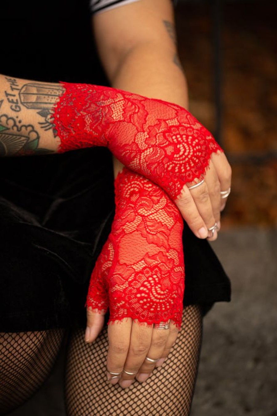 Accessories Killstar Arm Warmers | Embrace The Night Lace Wrist Warmer