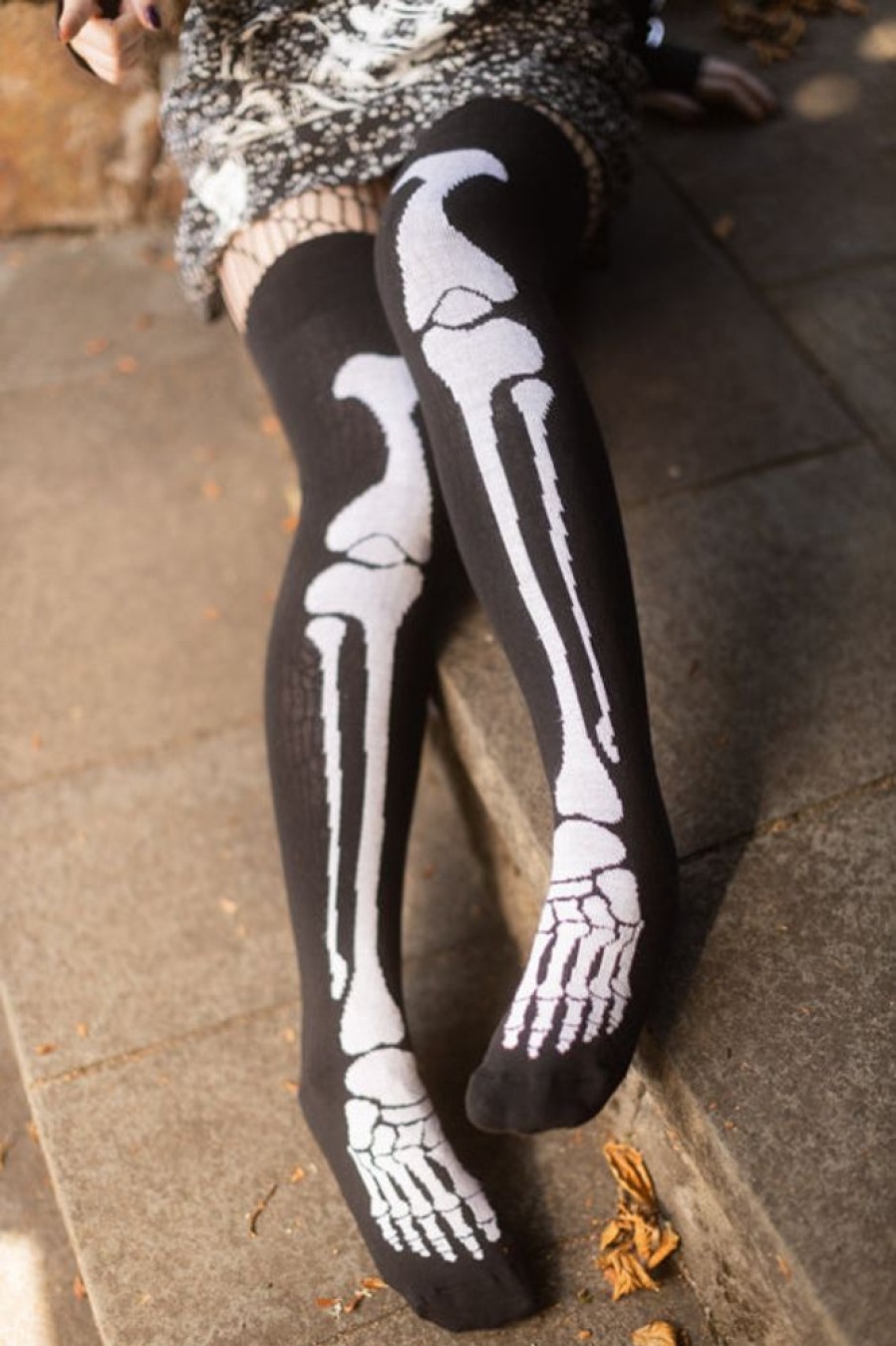 Socks Dreamer Socks Thigh Highs | Skeleton Thigh High