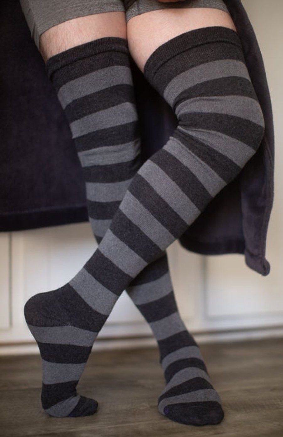 Plus Size Dreamer Socks Plus Size Thigh Highs | Xxl Foot Extraordinarily Longer Striped Thigh High