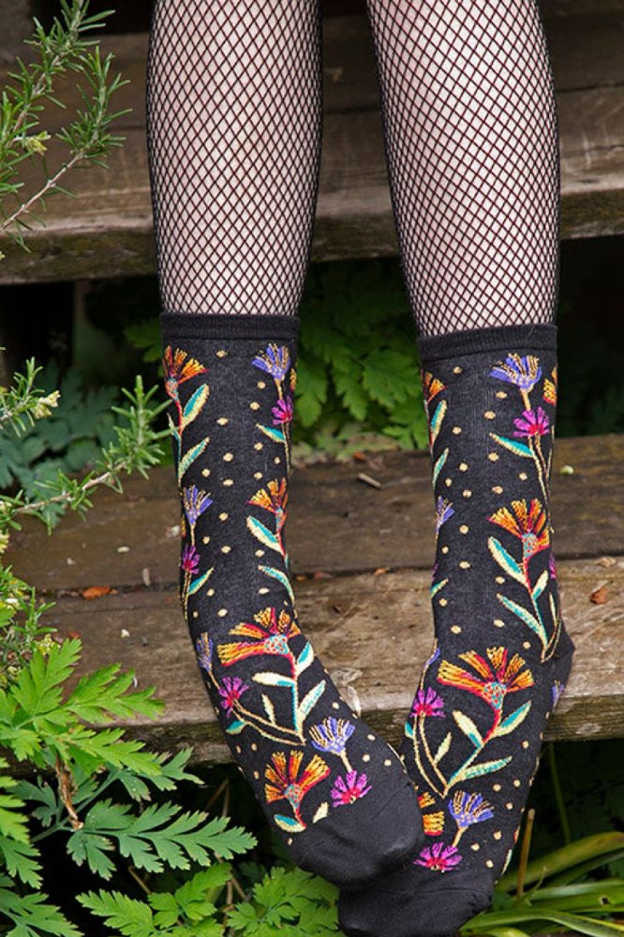 Socks Socksmith Crew Socks | Laurel Burch Wildflowers Crew