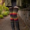 Plus Size Dreamer Socks Plus Size Thigh Highs | Extraordinarily Longer Autumn Stripes Thigh High