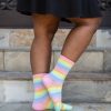 Plus Size Mod Sock Plus Size Crew Socks | Pastel Rainbow Striped Crew