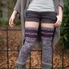 Plus Size DreaM Stockings Plus Size Thigh Highs | Top-Striped Marled Scrunchable Thigh High Socks