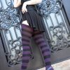 Plus Size Dreamer Socks Plus Size Thigh Highs | Oops! Extraordinarily Longer Striped Thigh High - Plum/Black