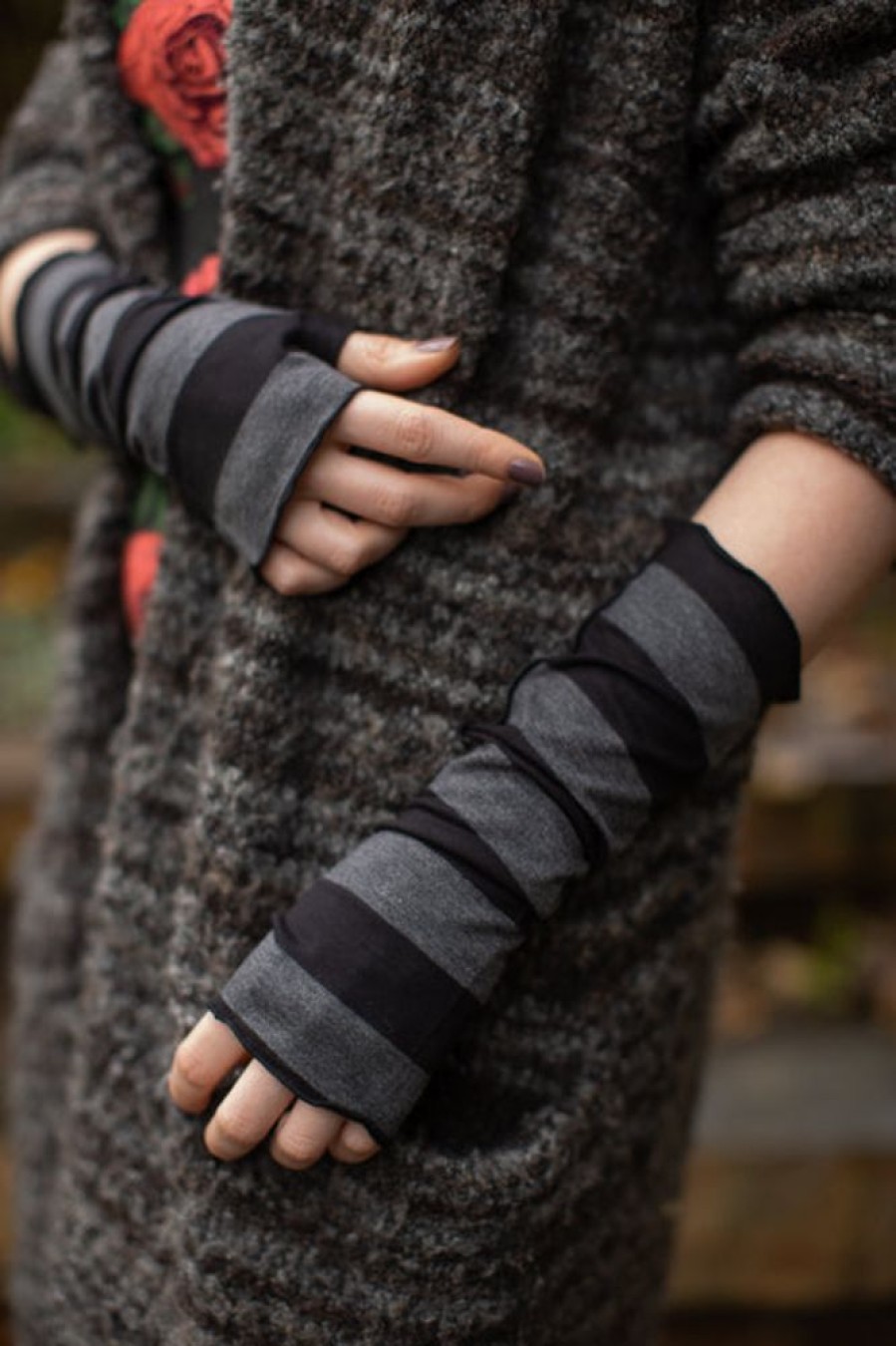 Accessories CARAUCCI Arm Warmers | Soft Rayon Striped Arm Warmers