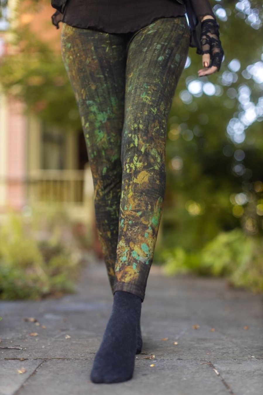 Tights & Leggings M. Rena Sheer To Waist Tights | High Waisted Floral Leaf Confetti Printed Leggings