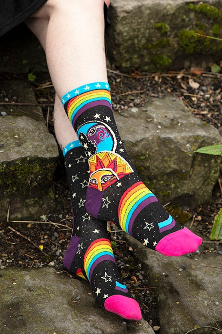 Plus Size Socksmith Plus Size Crew Socks | Laurel Burch Celestial Joy Crew