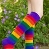 Plus Size Dreamer Socks Plus Size Knee Highs | Radiant Rainbow Knee High