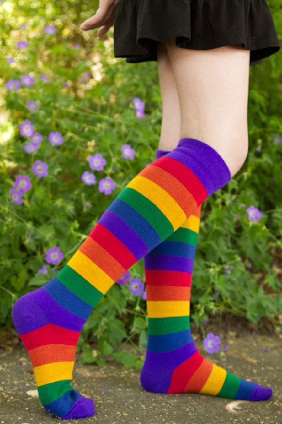 Plus Size Dreamer Socks Plus Size Knee Highs | Radiant Rainbow Knee High