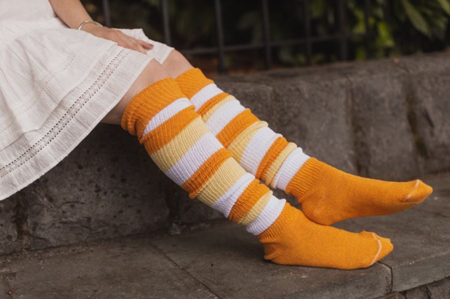 Socks DreaM Stockings Thigh Highs | Candy Corn Stripes Thigh High