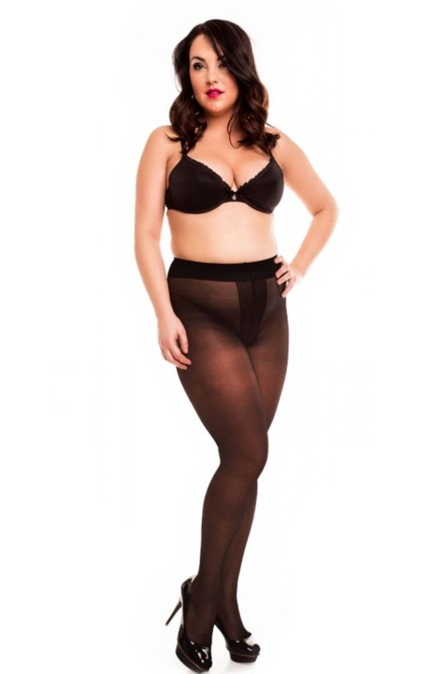 Plus Size Glamory Plus Size Tights | Ouvert20 Sheer Tights With Open Gusset