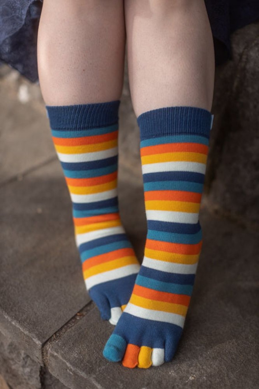 Socks ToeToe Crew Socks | Stripy Crew Toe Socks