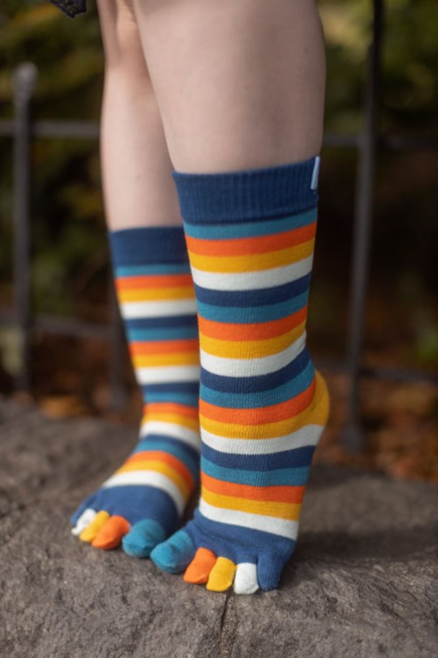 Socks ToeToe Crew Socks | Stripy Crew Toe Socks