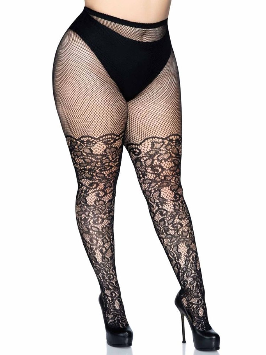 Tights & Leggings Leg Avenue Fishnet Tights | Plus Size Floral Vine Net Tights