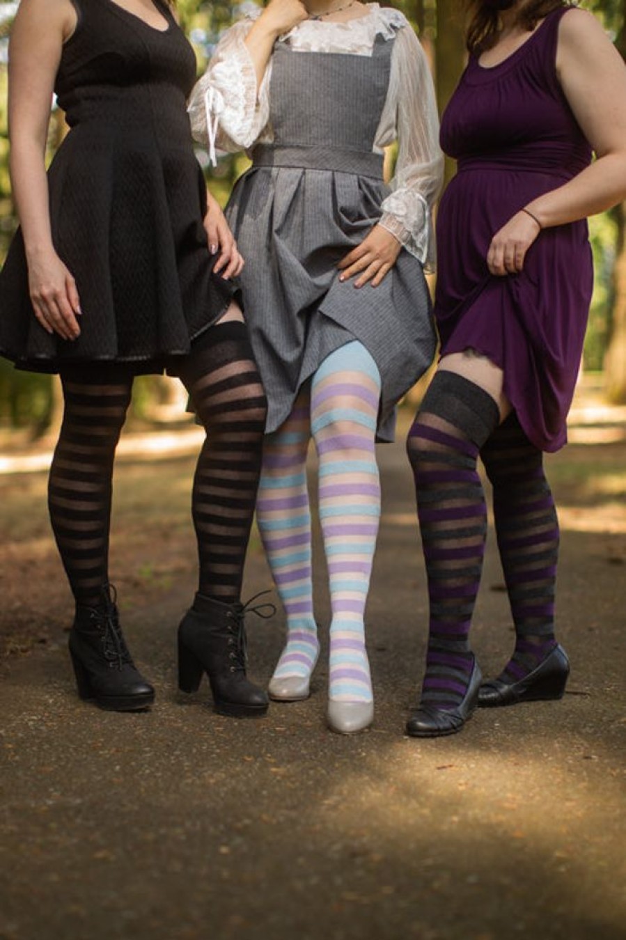 Plus Size Dreamer Socks Plus Size Thigh Highs | Extraordinary Gossamer Stripes Thigh High