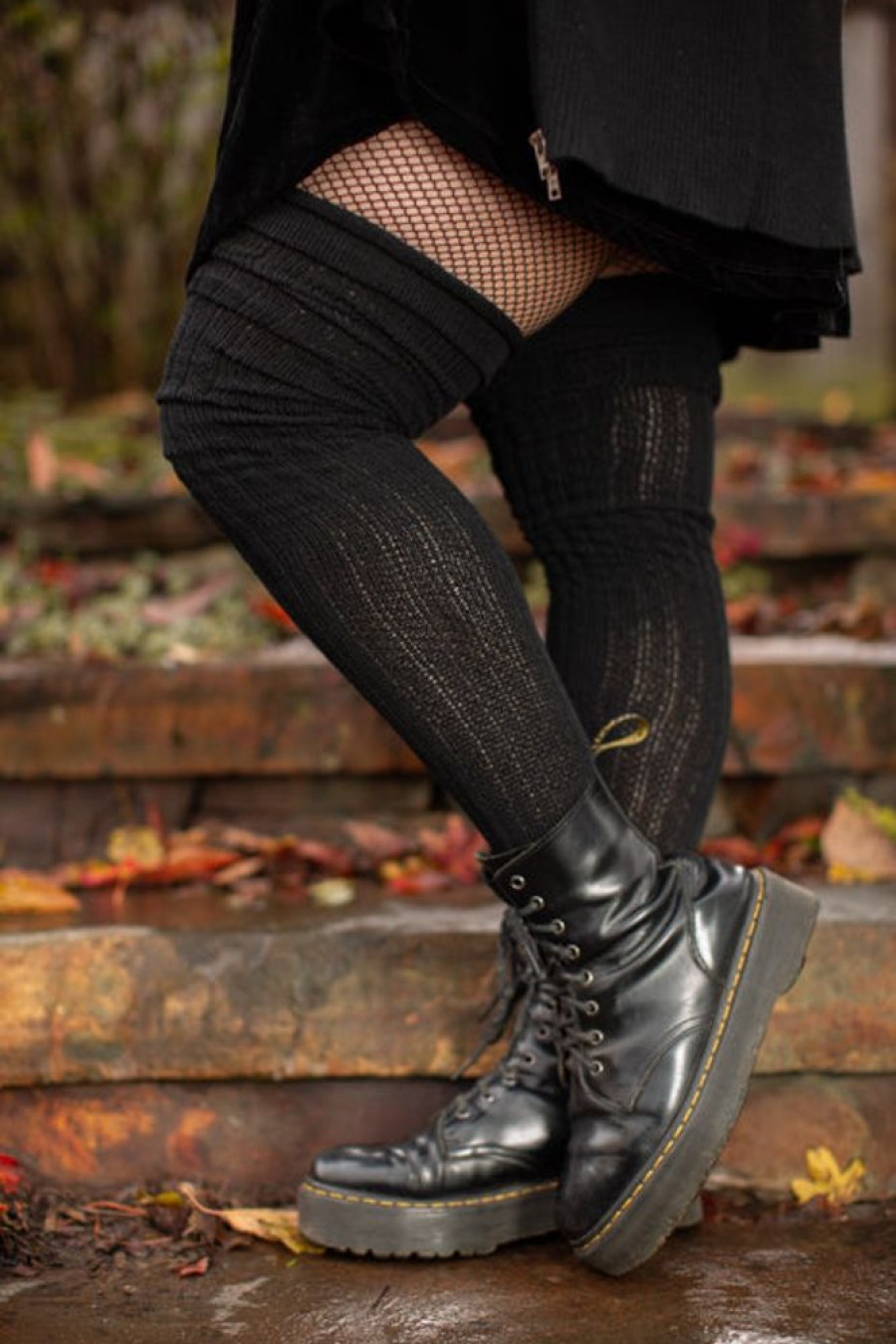 Plus Size DreaM Stockings Plus Size Thigh Highs | Longer M45 Ribbed Thigh High With Roll Top